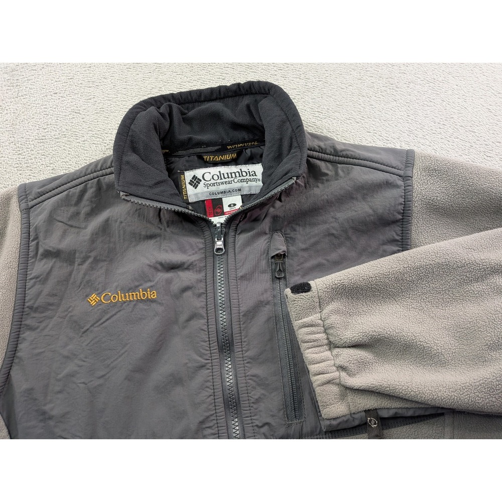 Columbia Titanium Interchange Fleece Jacket Mens Small Grey Full Zip SM6066